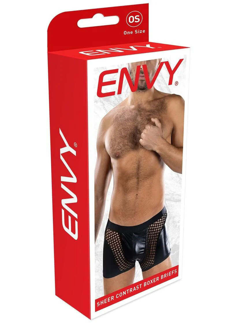 Sheer Contrast Boxer Briefs - Os - Black-0