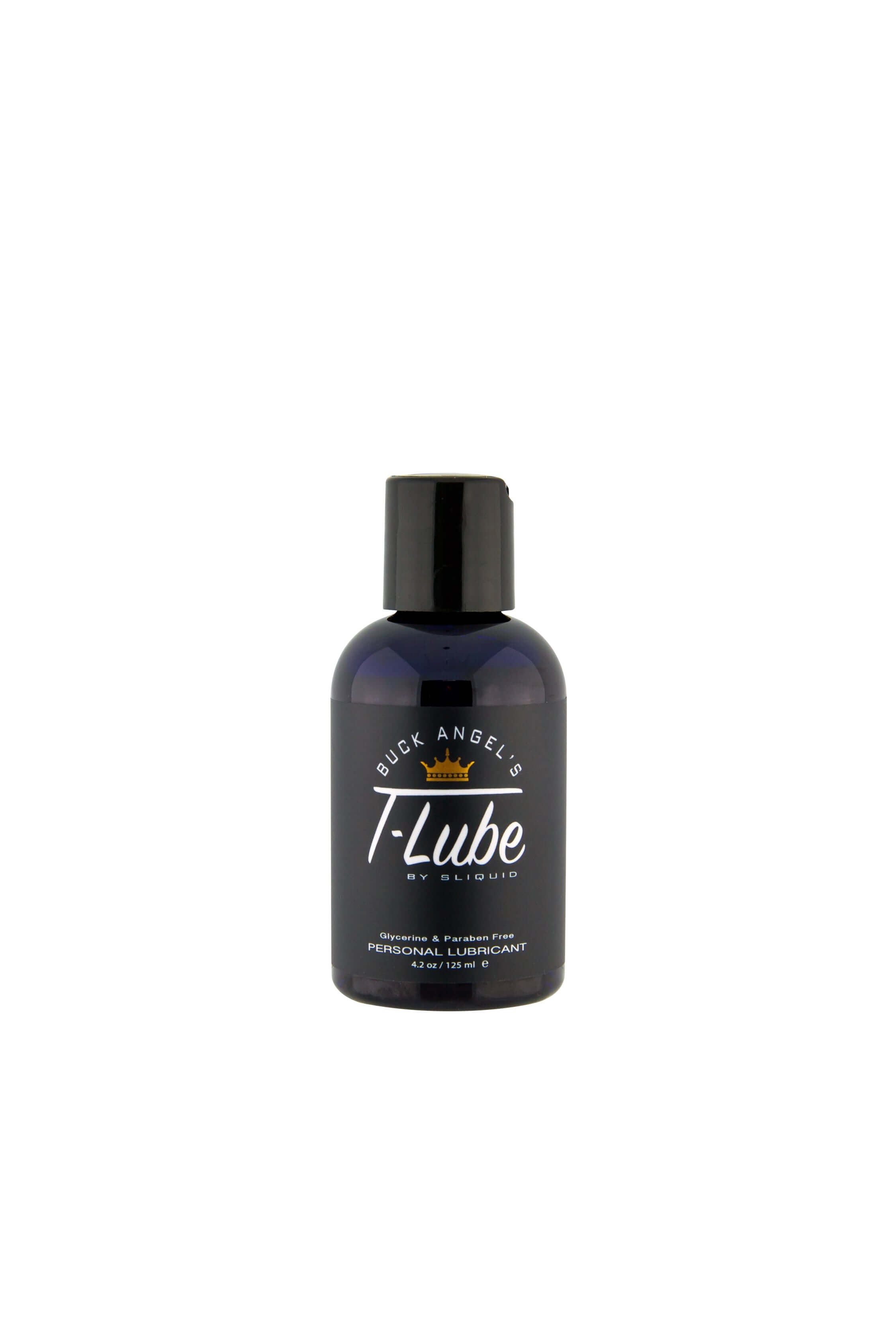 Buck Angel’s T-Lube Daily Moisturizer for Trans Men 4.2 Oz bottle with Aloe Vera and Carrageenan.