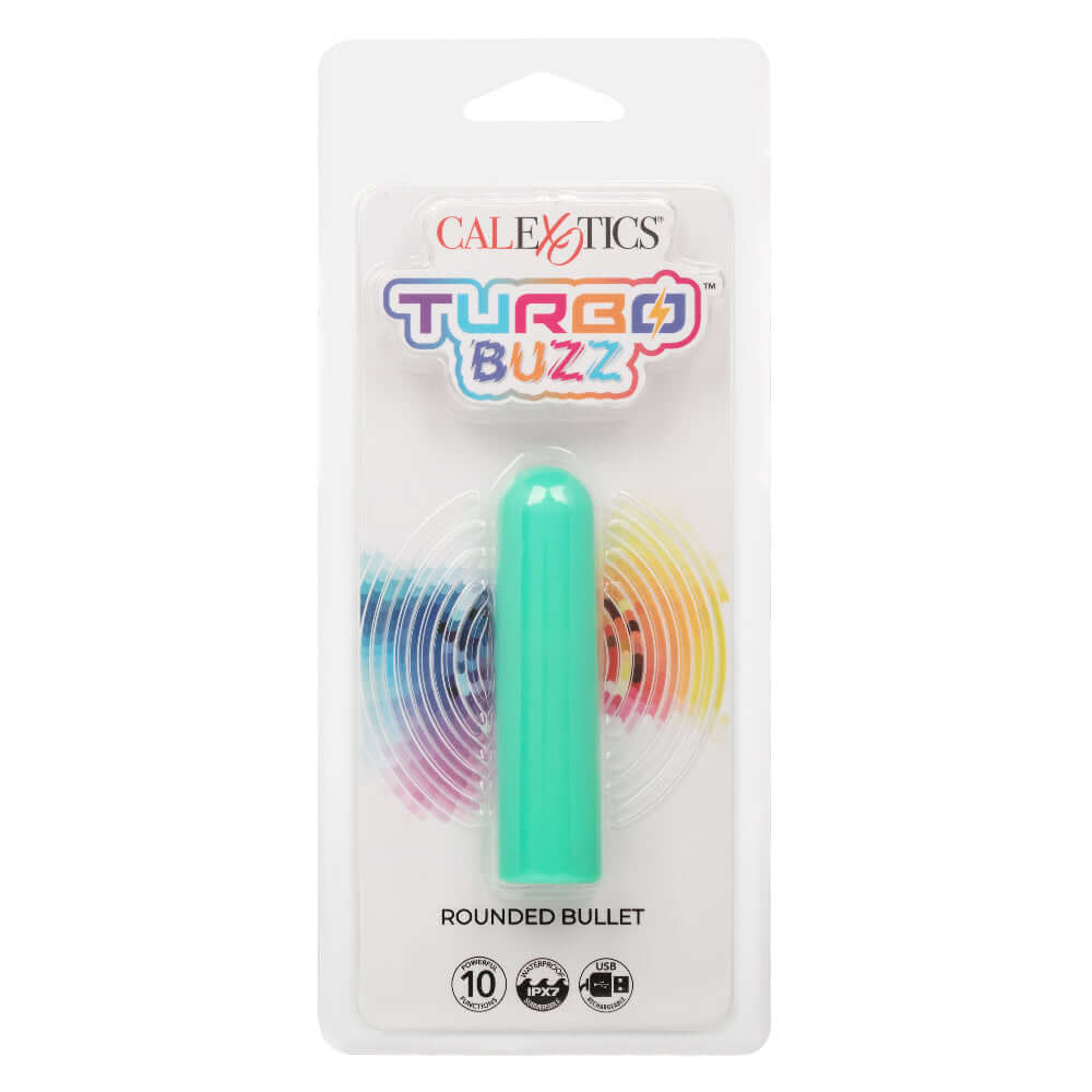 Turbo Buzz Rounded Bullet in Green Packaging with 10 Vibration Functions