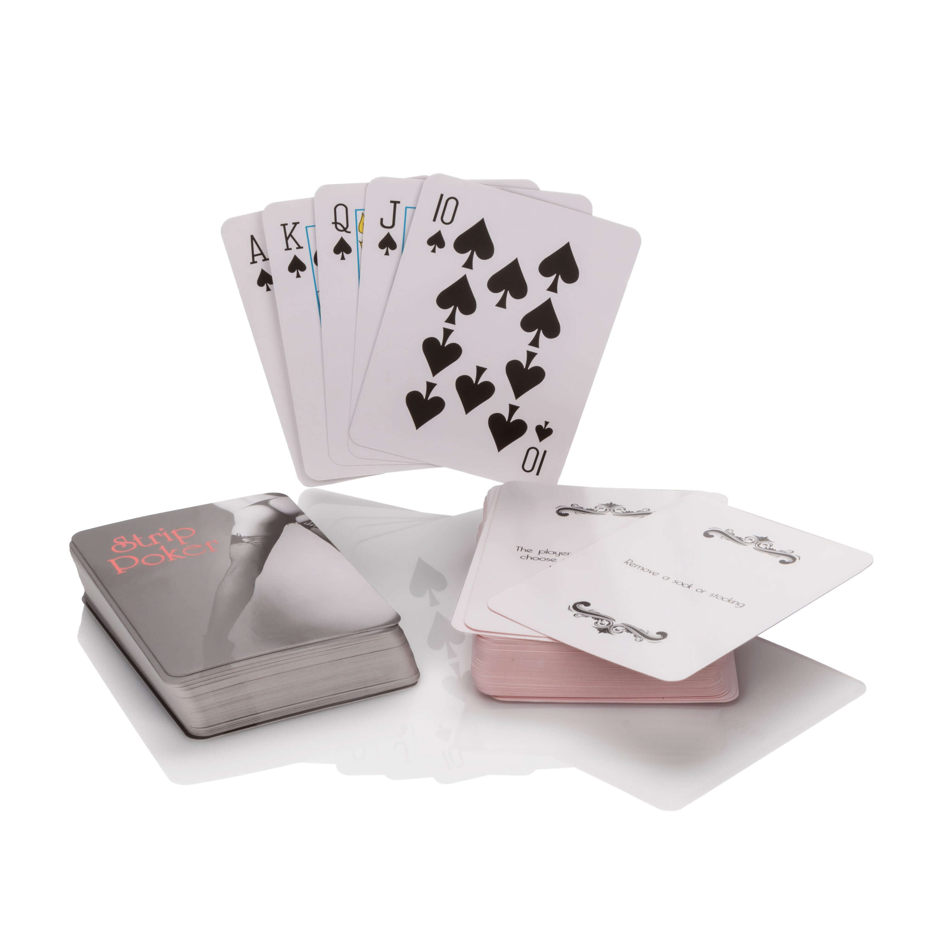 Strip Poker Adult Card Game with playing cards laid out, showcasing a fun and flirty adult card game experience.