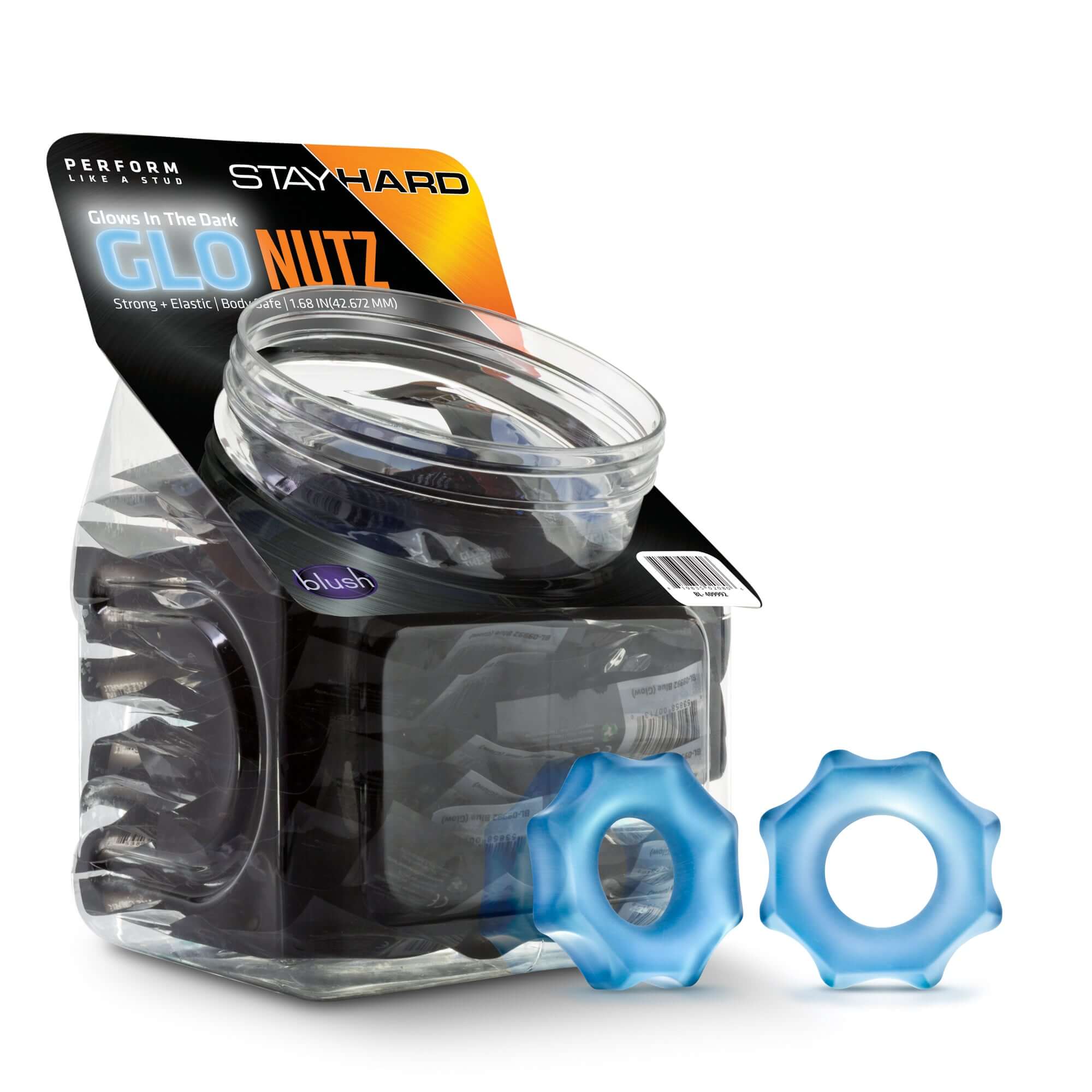 Stay Hard - Glo Nutz - 40 Piece Fishbowl - Blue-1