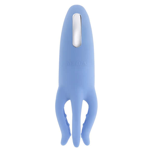 Selopa Tentacle Tickler rechargeable silicone clitoral stimulator in blue, featuring six flexible tentacles and ergonomic control.
