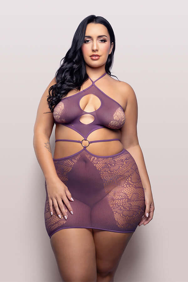 Focus on Me Cut-Out Halter Dress - Queen - Purple Wisteria-1