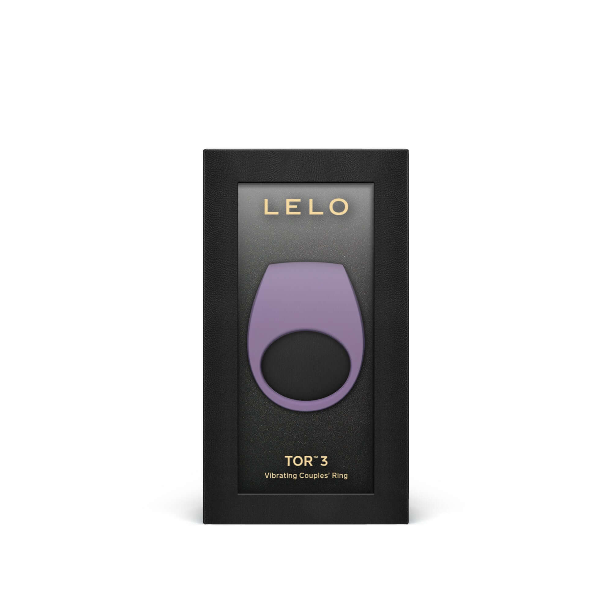 Lelo Tor 3 Vibrating Couples Ring Violet packaging displaying elegant design.