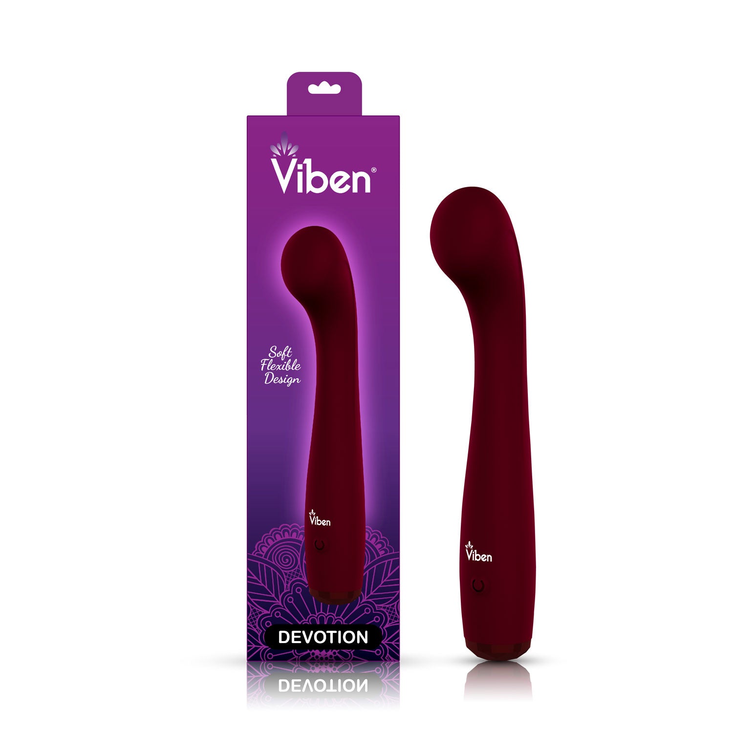 Viben Devotion G-Spot Massager Ruby in sleek, flexible design packaging for targeted internal pleasure.