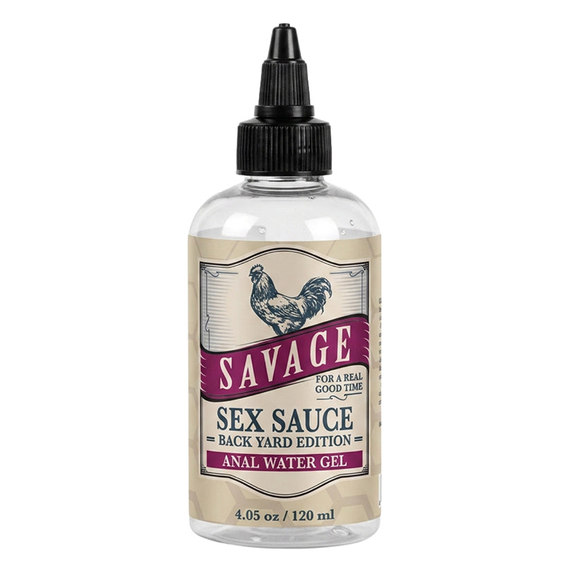 Savage Sex Sauce Backyard Edition Anal Gel 4.05 Oz bottle for enhanced moisture and smooth glide.