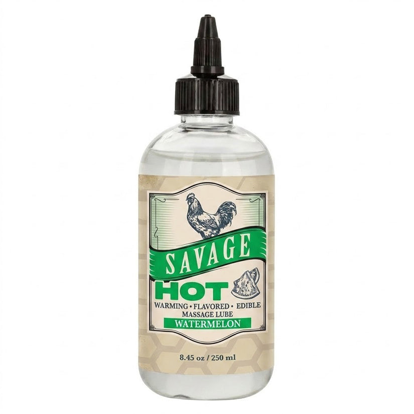 Savage Sex Sauce Hot Watermelon Edible Lube 8.45 oz bottle with warming effects and juicy flavor