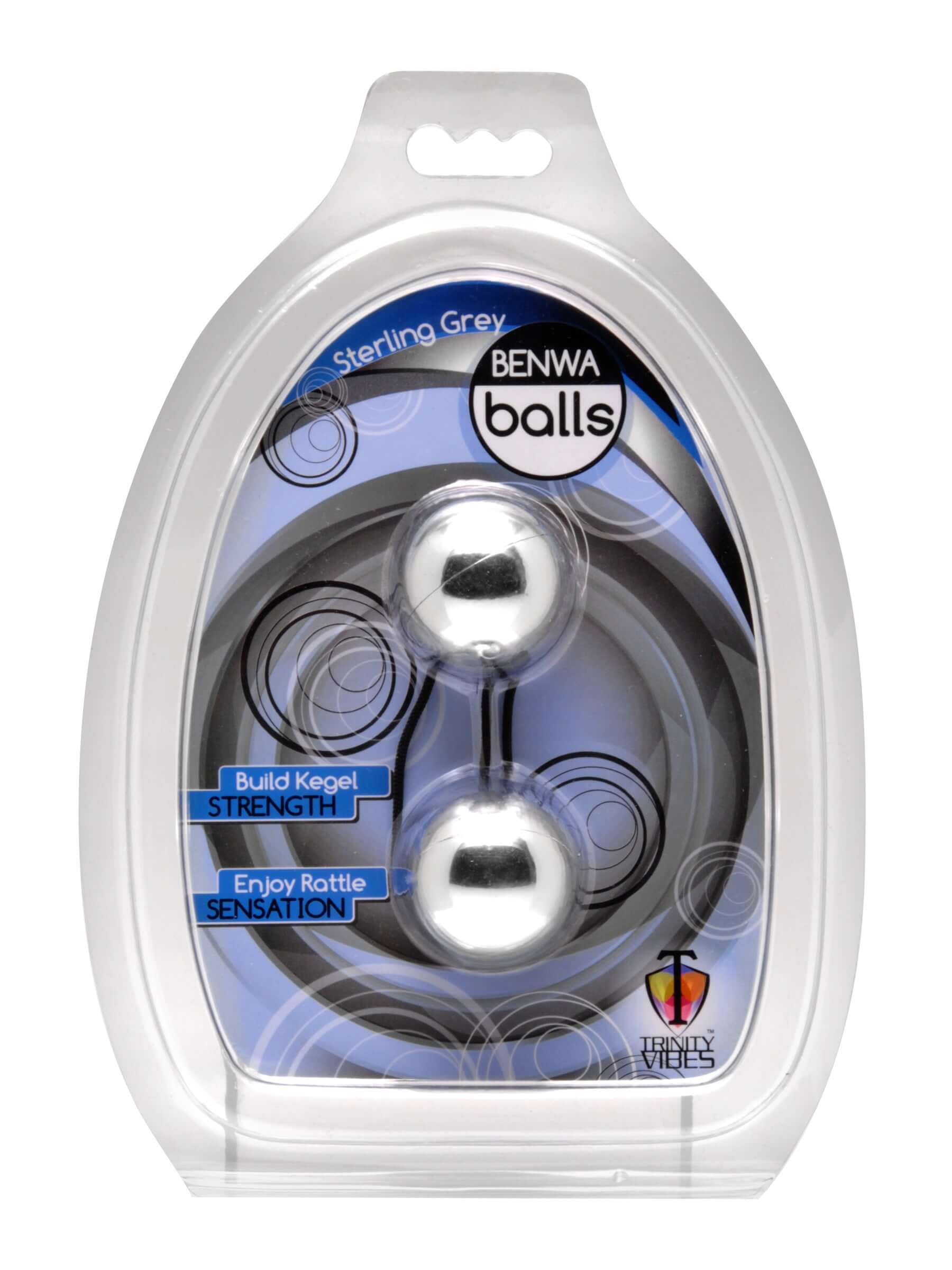 Sterling Grey Benwa Balls Trinity Vibes packaging showcasing kegel balls for pelvic support and stimulation.
