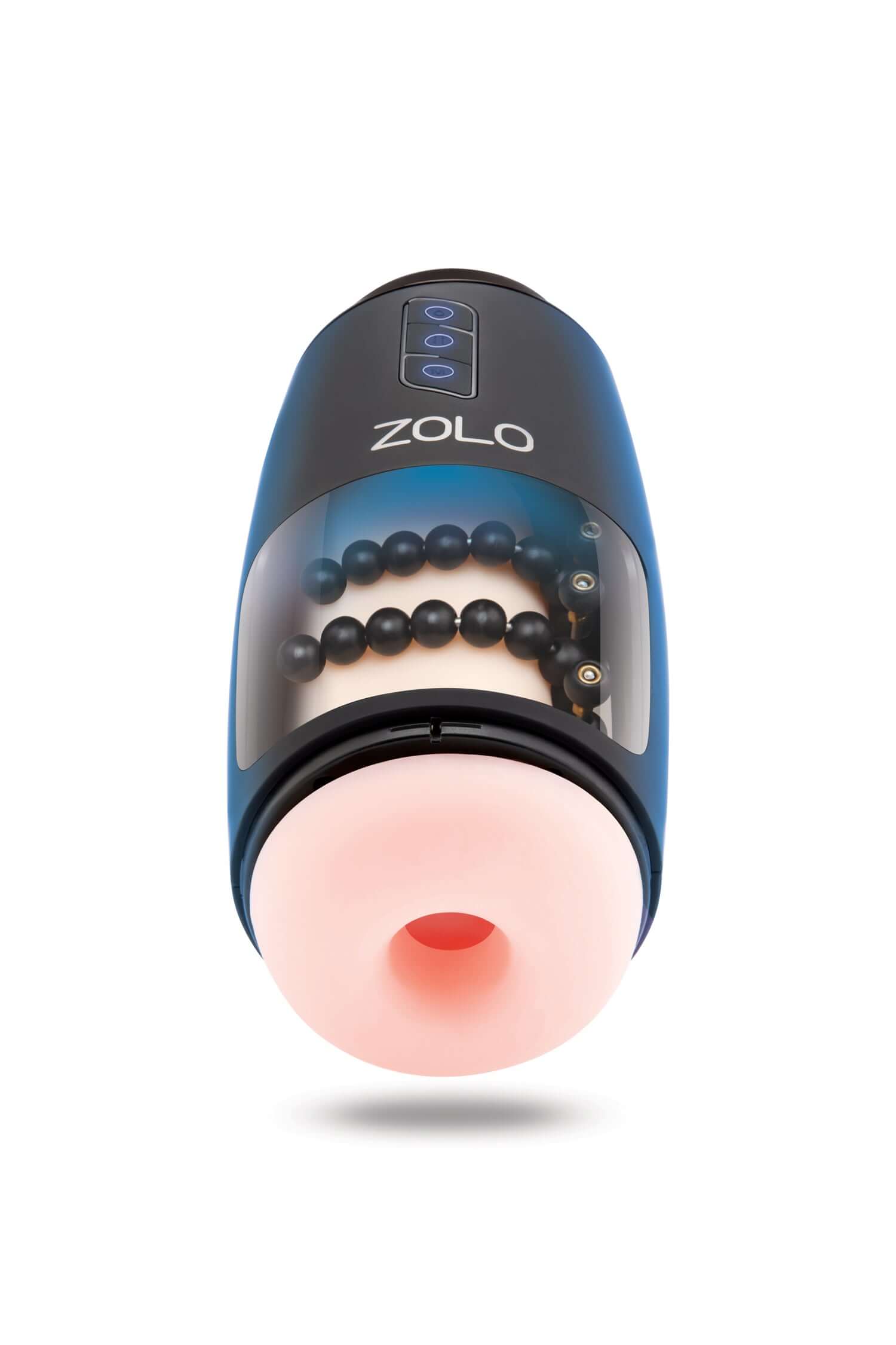 ZOLO Upstoke hands-free thrusting masturbator with stimulating beads and sleek black design.