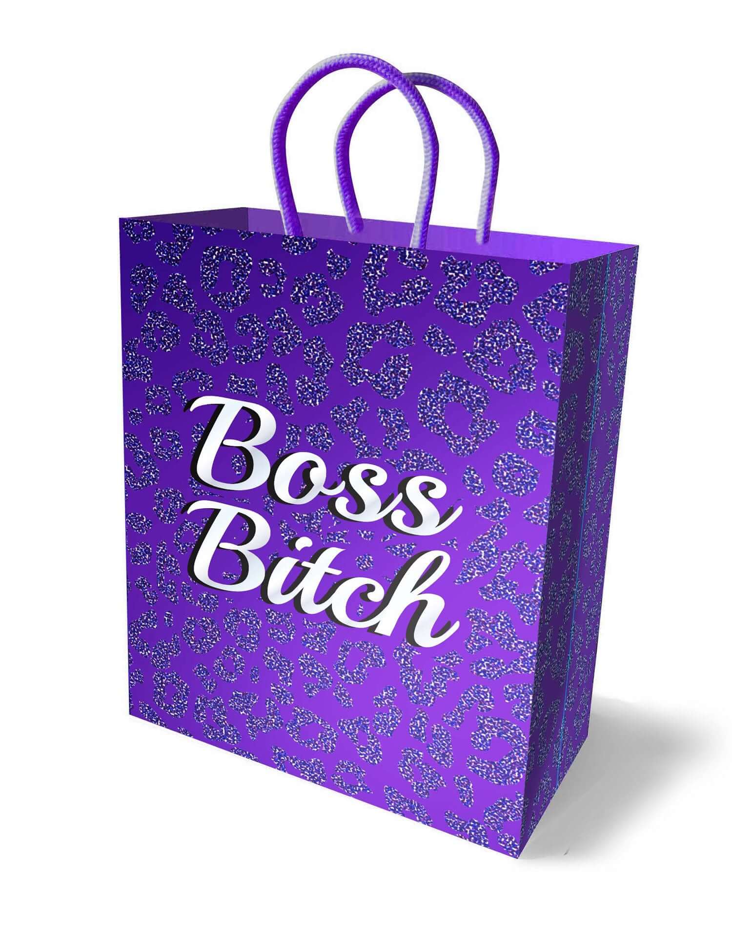 Purple Boss Bitch gift bag with elegant woven handles and a stylish design, perfect for making any present feel special and luxurious.