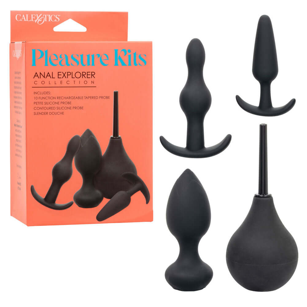 Pleasure Kits Anal Explorer Collection Black features a variety of anal toys for exploration and satisfaction.