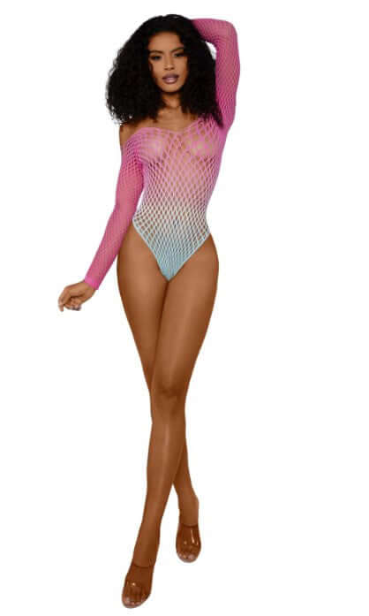 Dreamgirl Ombre Net Bodystocking OS Tropical Sky showcasing vibrant ombre colors and a stylish design.