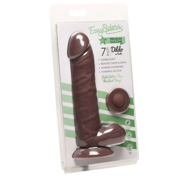 Easy Riders 7" Silicone Dildo With Balls - Dark-0