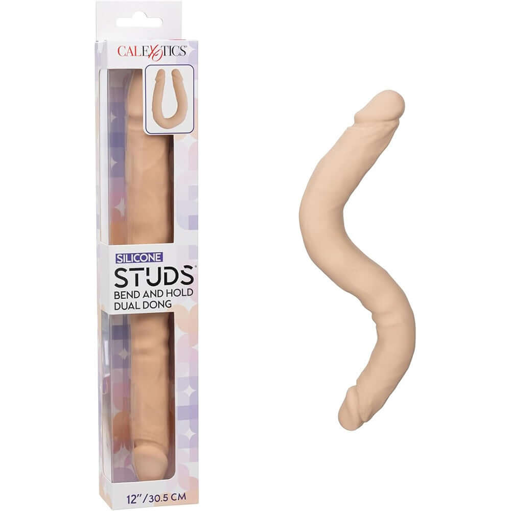 Silicone Studs Bend and Hold Dual Dong 12 Inch Ivory in packaging and flexible design