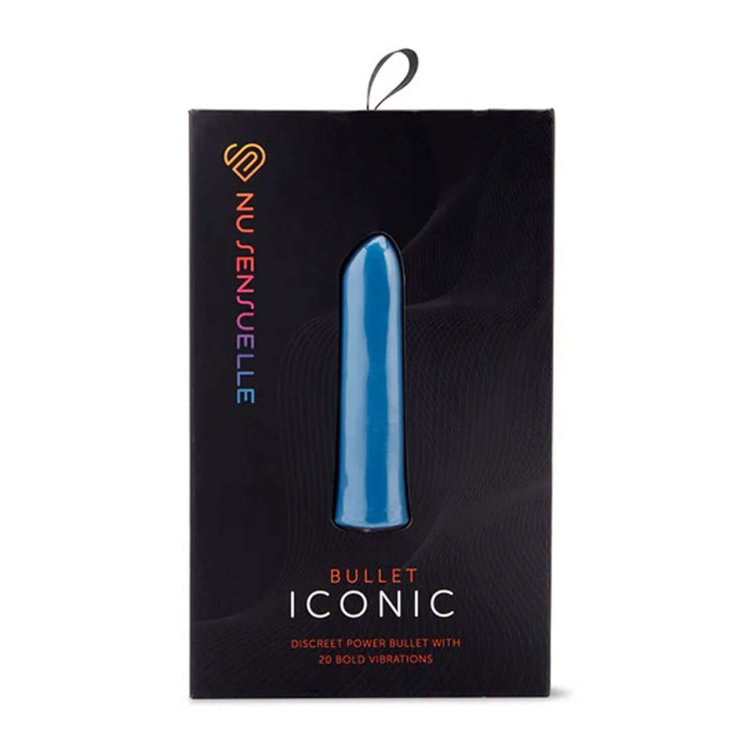 Nu Sensuelle Iconic Bullet Vibrator Deep Turquoise packaging showing a sleek bullet design and color.