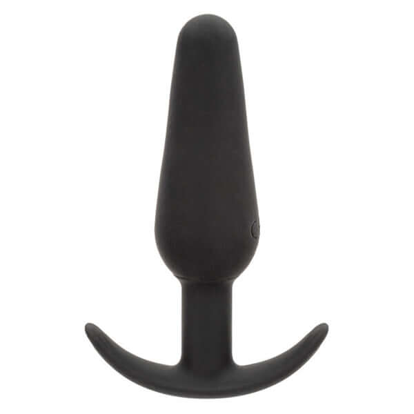 Boundless Vibrating Slim Plug in black, sleek tapered design, offering 10 vibration functions for enhanced pleasure.