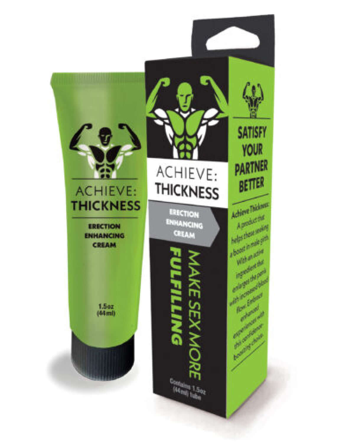 Achieve Thickness Erection Enhancement Cream 1.5 Oz packaging and tube, designed for girth enhancement and quick application.