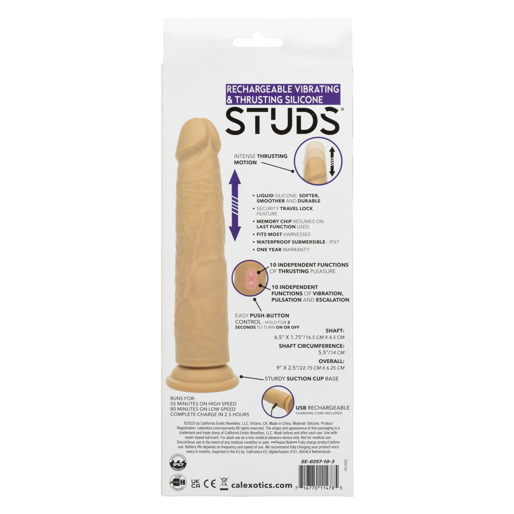 Rechargeable Vibrating and Thrusting Silicone Studs - Ivory-0