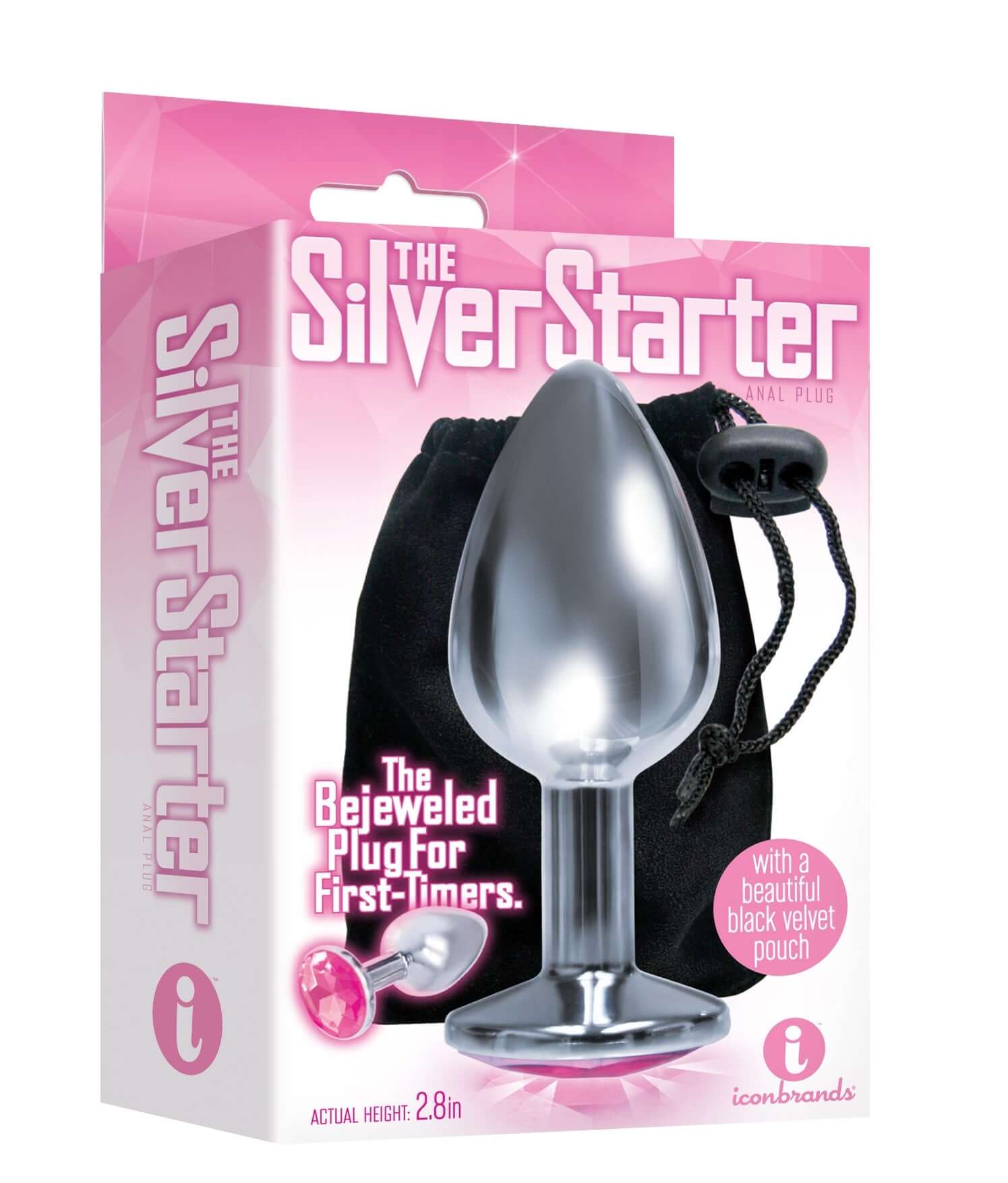 The 9's the Silver Starter Bejeweled Stainless Steel Plug - Pink-1