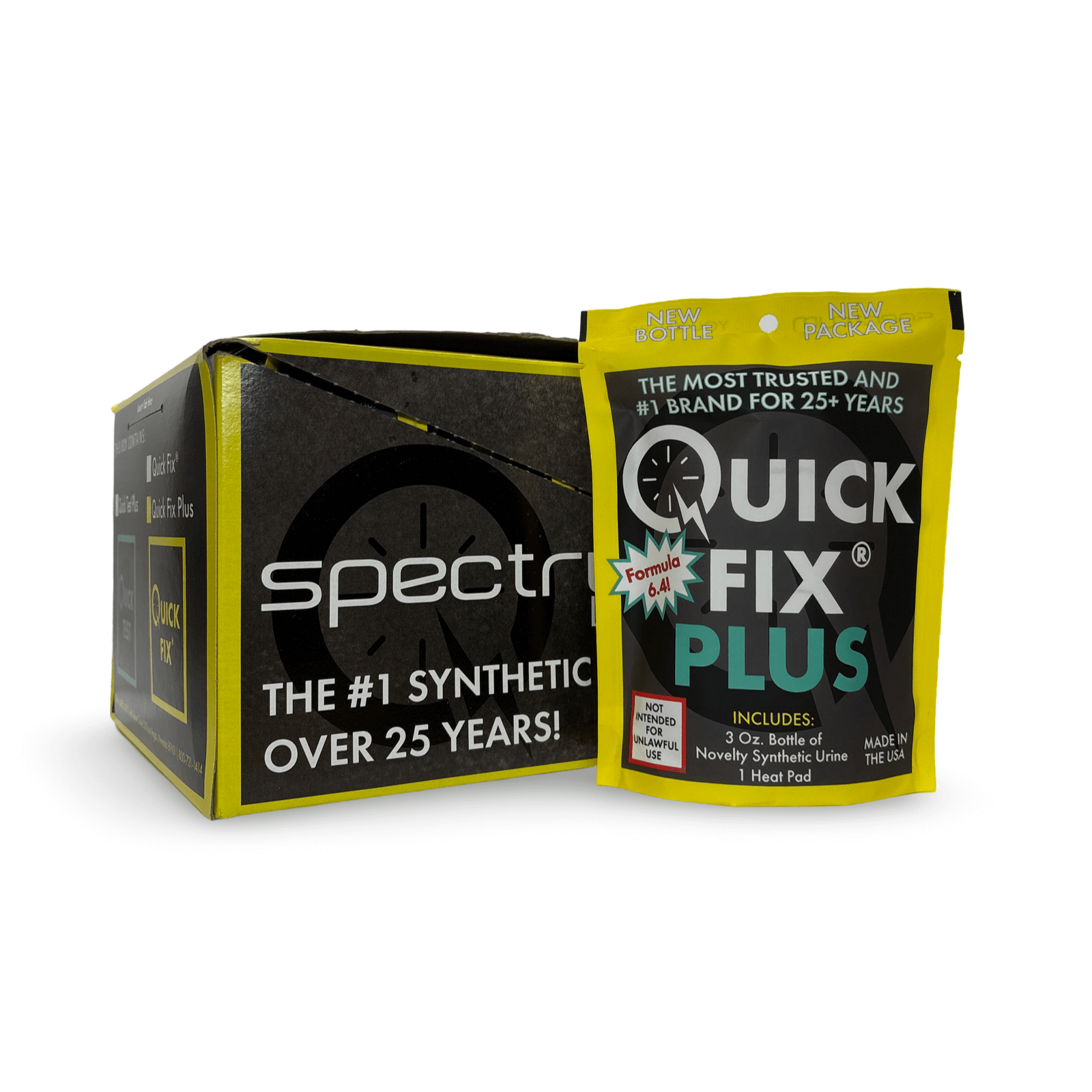 Quick Fix Plus 6.4 Synthetic Fetish Urine 3 Oz novelty liquid in packaging for adult applications.