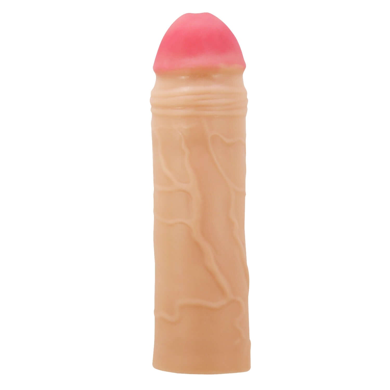 Chane Extended Penis Sleeve - Light, realistic textured design with bulbous head for enhanced pleasure and stimulation.