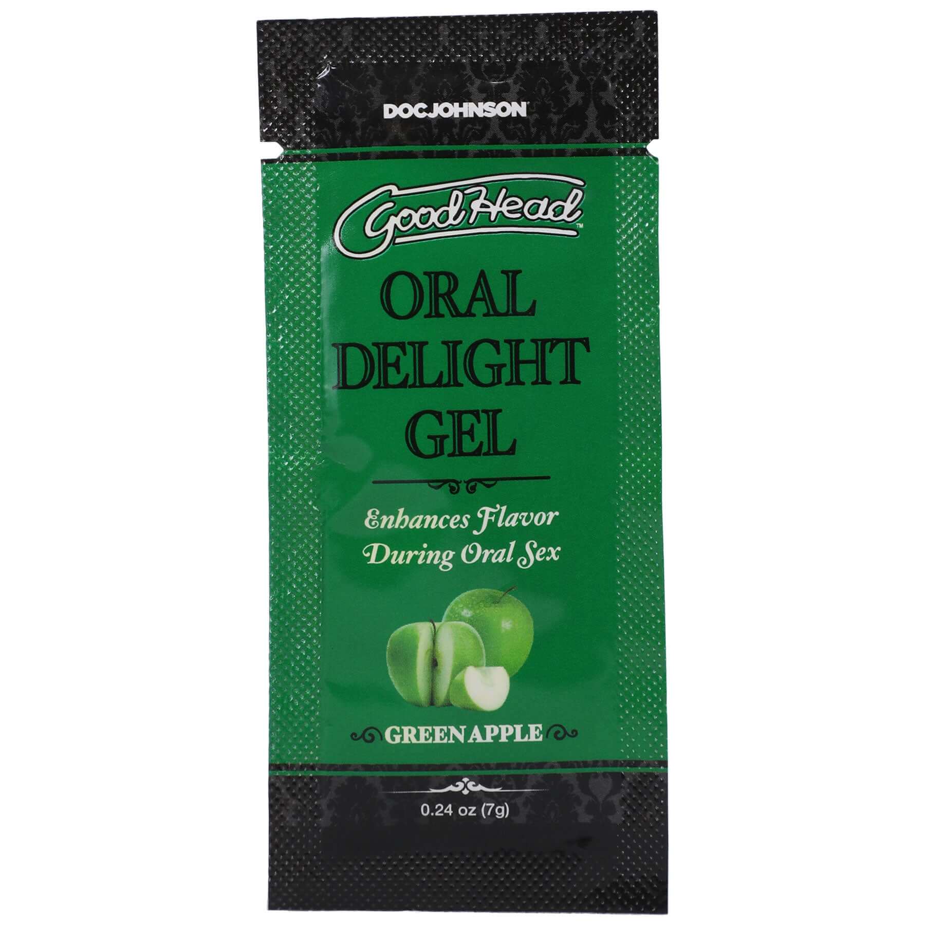 Goodhead Oral Delight Gel Green Apple 0.24 Oz Bulk packet with vibrant green apple flavor for oral enhancement.