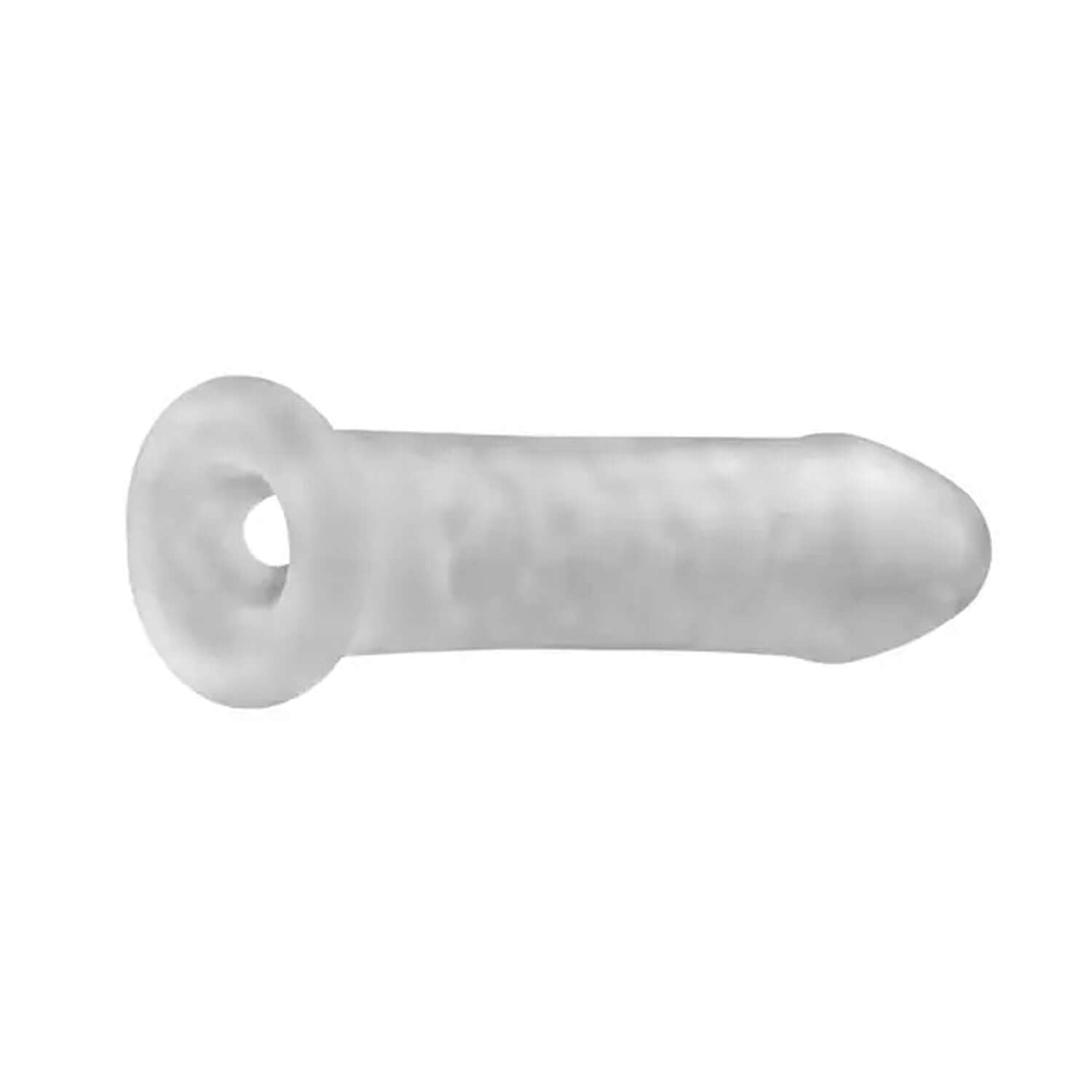 Fat Boy Thin 6.5 inch clear penis sheath with scrotum loop for enhanced girth and intensified partner play