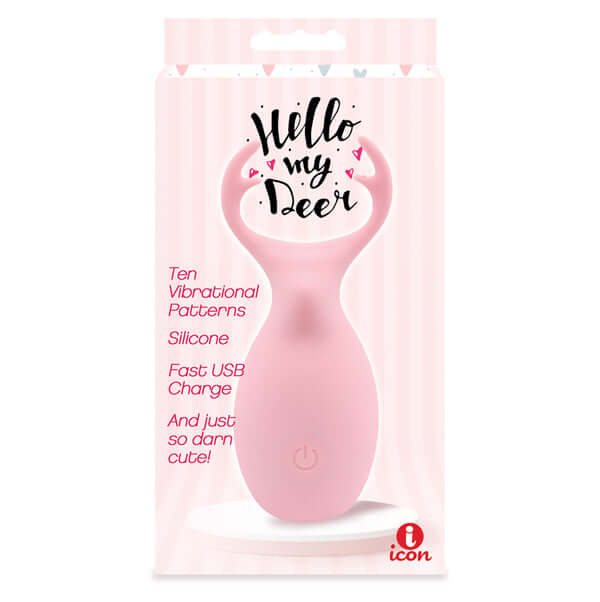 Buzzy Buddies Hello Dear pink clitoral stimulator with 10 vibrational patterns and USB rechargeable feature.