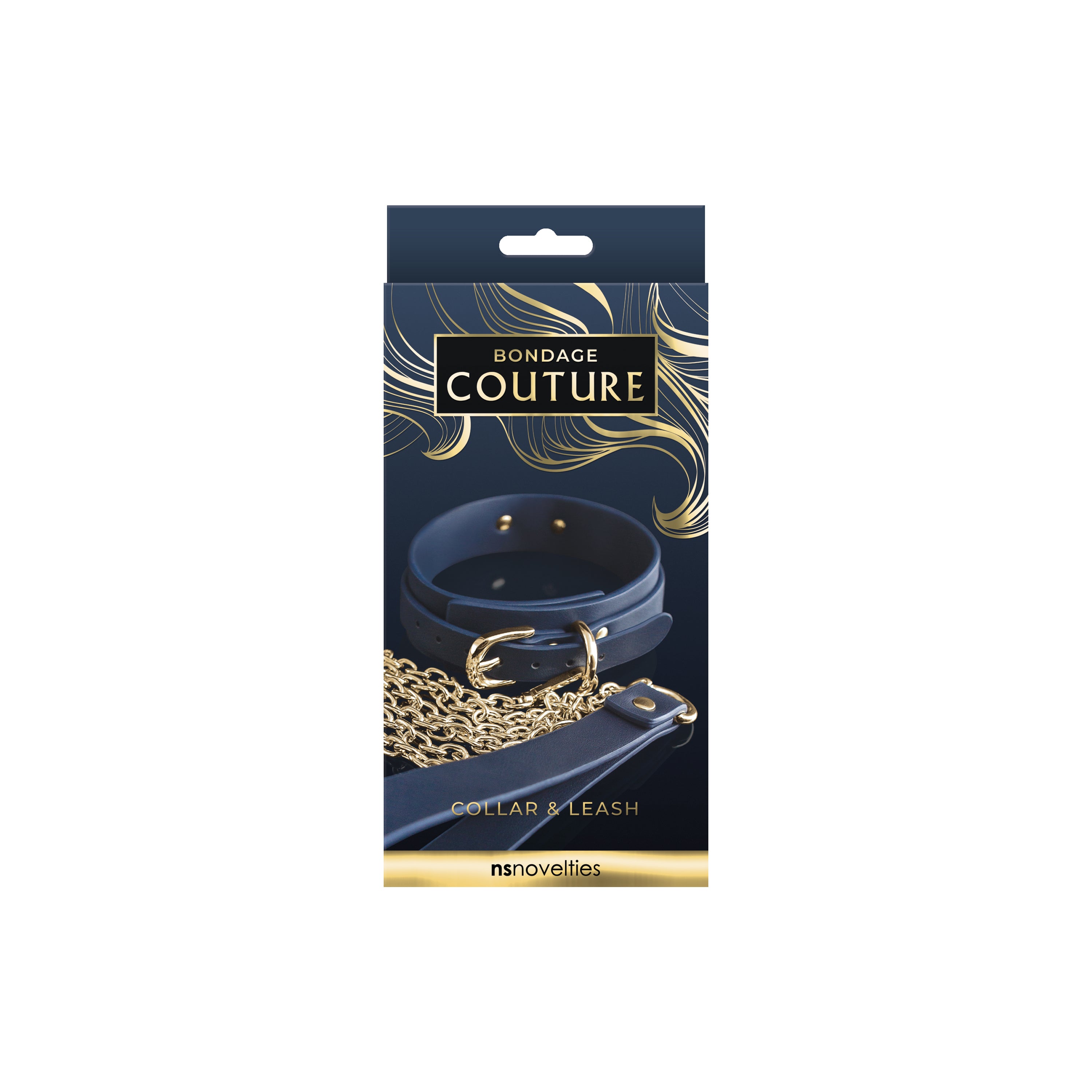 Bondage Couture Collar & Leash Blue packaging showcasing elegant design and premium materials by NS Novelties.