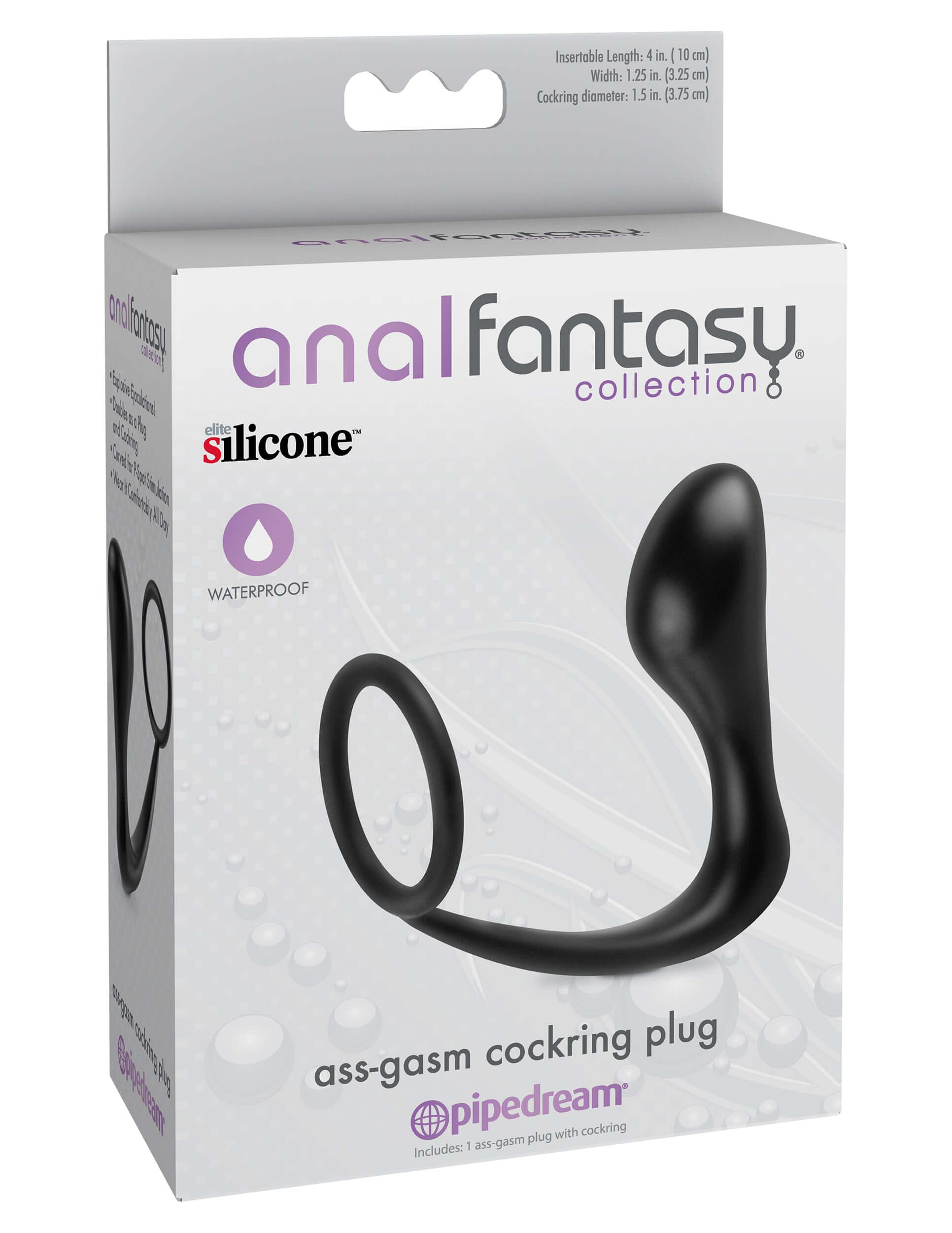 Anal Fantasy Collection Ass Gasm Cockring Plug - Black-2