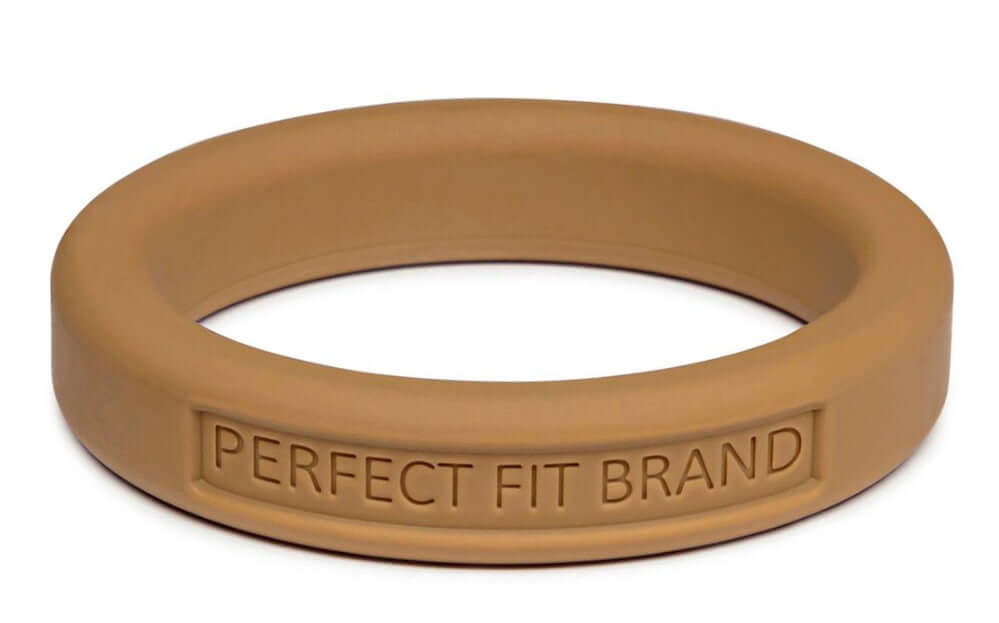 Perfect Fit Hefty Ring 1.75 inch Silicone Gold showcased in a close-up view highlighting its texture and design.