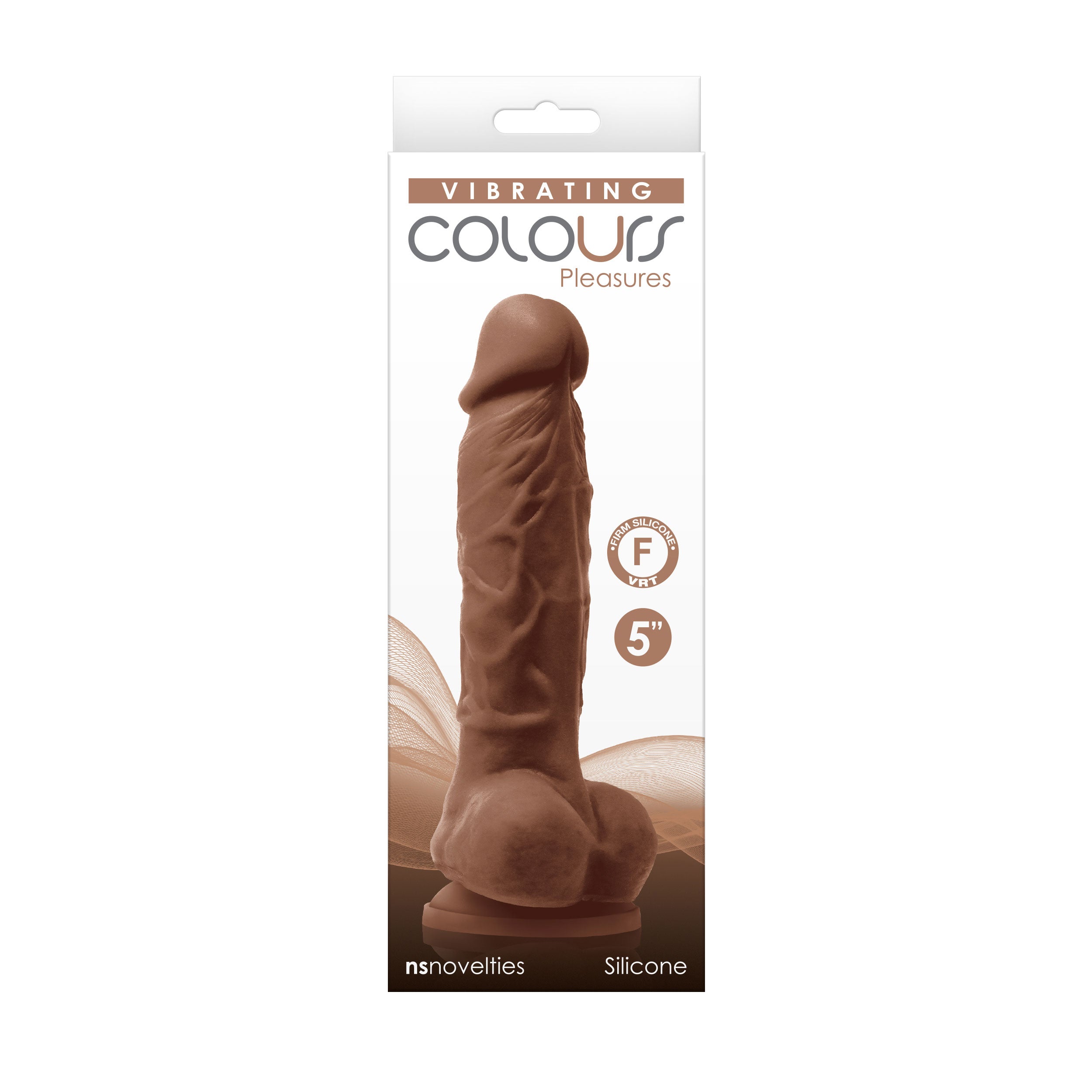 Colours - Pleasures - Vibrating - 5 Inch Dildo - Brown-0