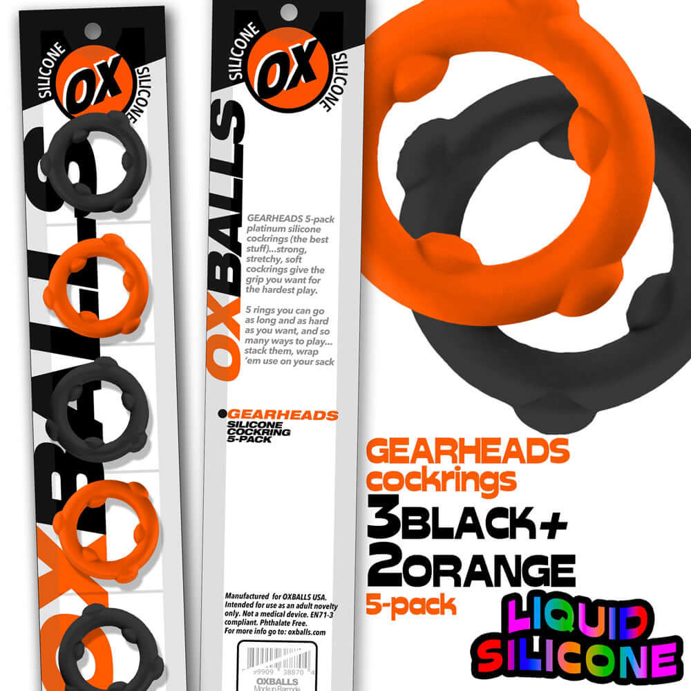 Gearheads 5 Pack Spinner Rings - Orange Black-0