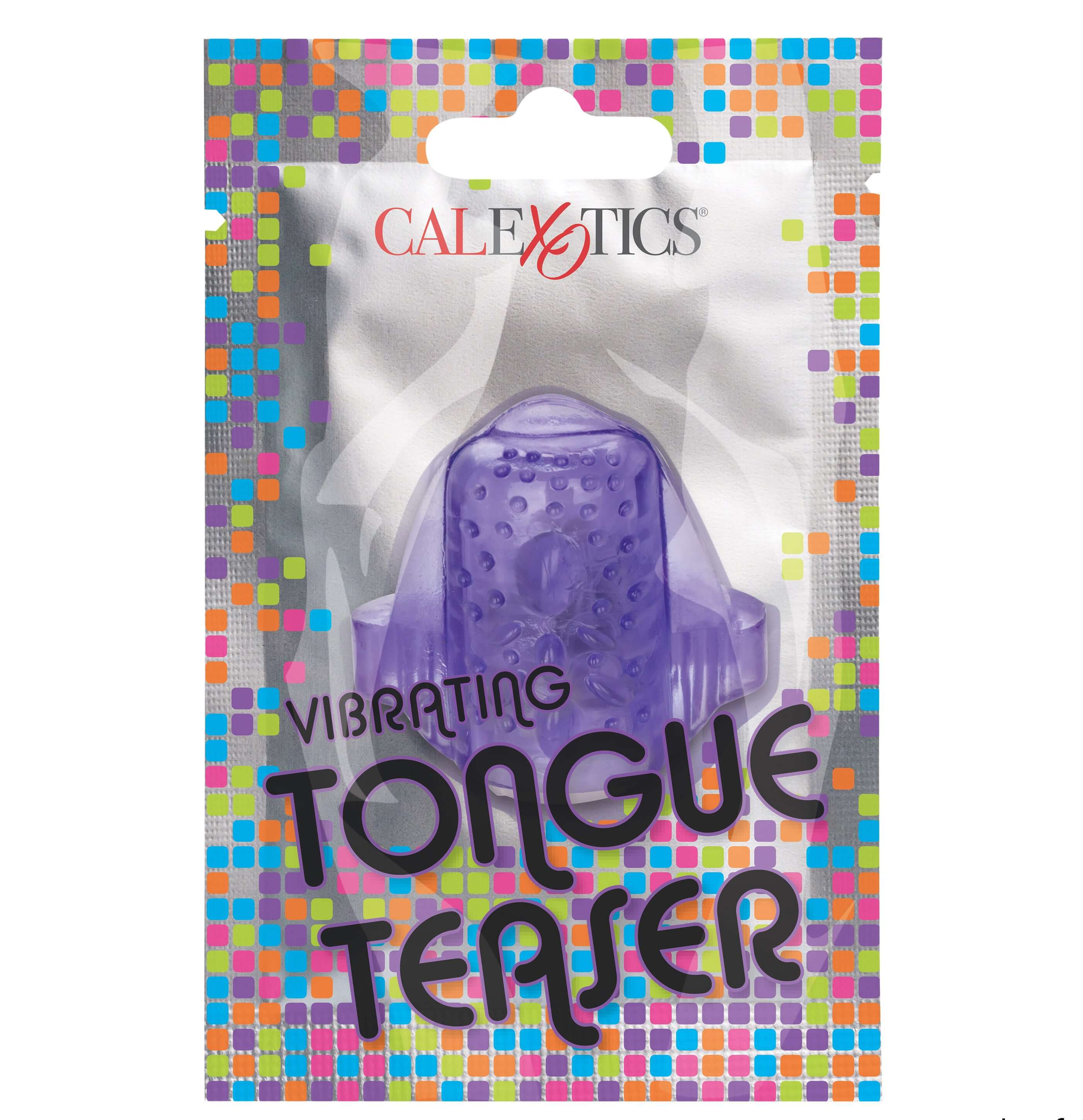 Foil Pack Vibrating Tongue Teaser Purple packaging showcasing a playful mini vibrator for enhanced oral stimulation.