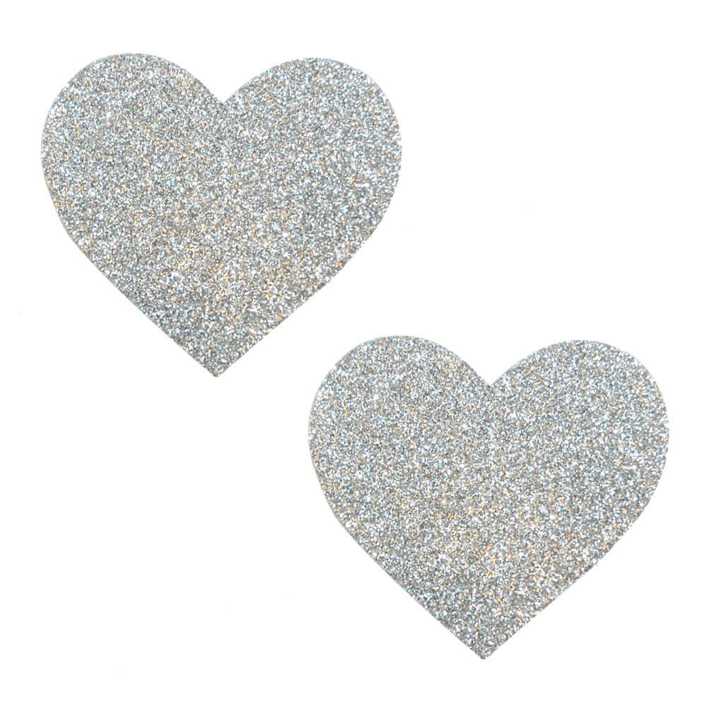 Silver Pixie Dust Glitter Heart Pasties-0