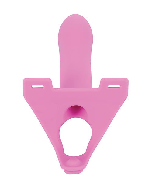Perfect Fit Zoro 5.5 inch Strap On with Case Pink shown from the front, highlighting its unique one-piece design.