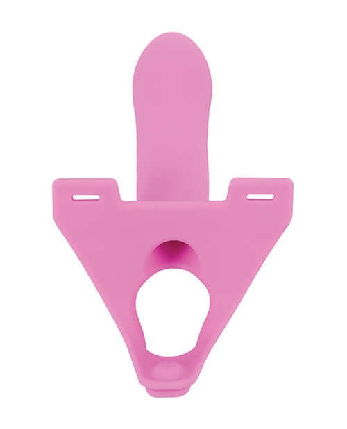 Perfect Fit Zoro 5.5 inch Strap On with Case Pink shown from the front, highlighting its unique one-piece design.