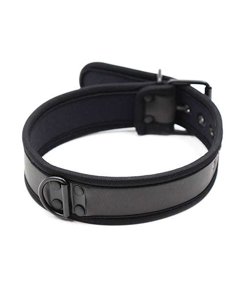 Plesur Neoprene Puppy Collar Black, stylish choker collar with D-ring for pups, sleek and comfortable design.