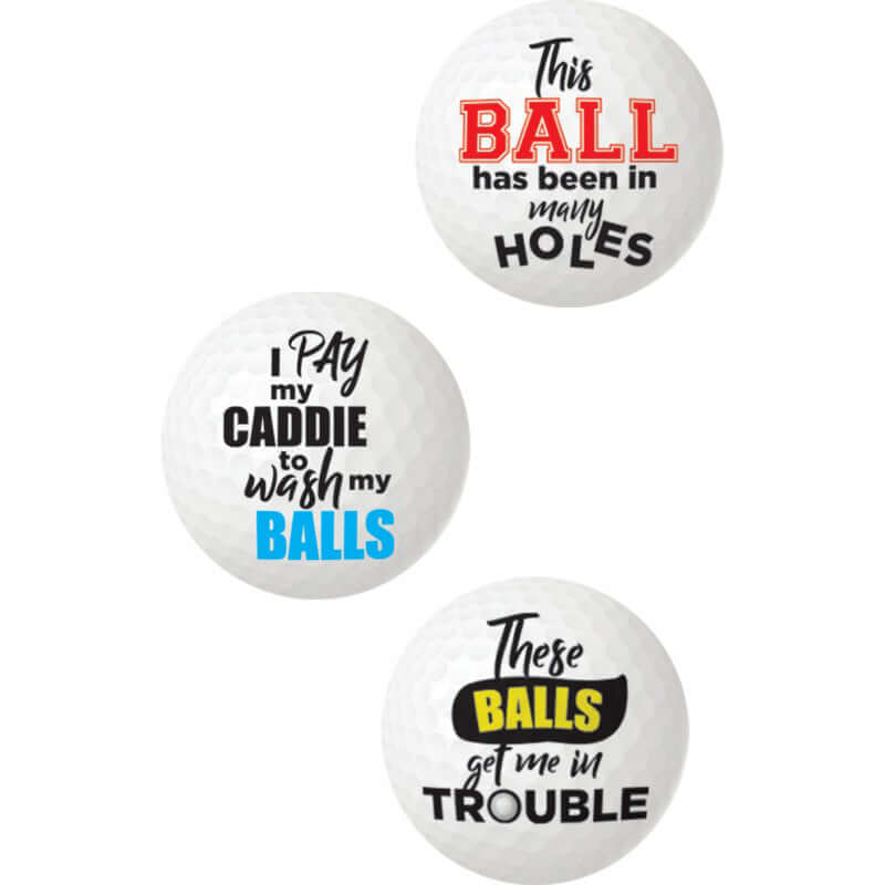 Balls Deep Funny Slogan Golf Balls Assorted Slogan 3pk-1