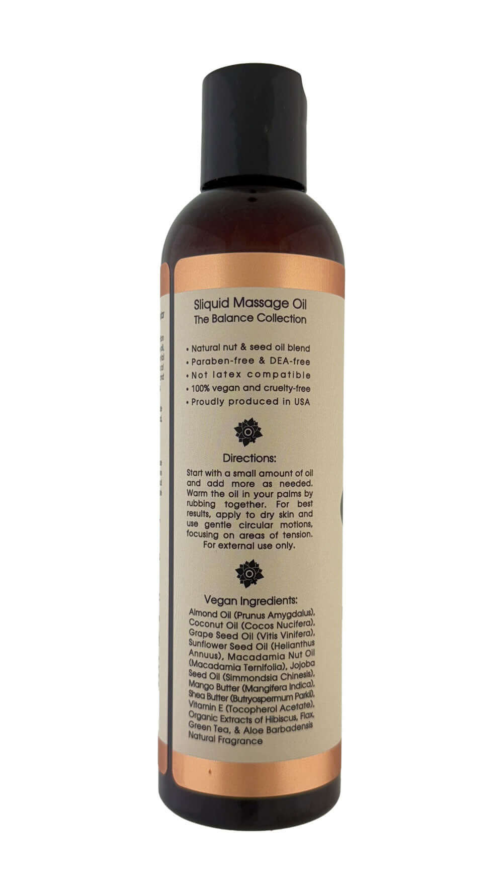 Sliquid Balance Massage Mint & Cedar 8.5 Oz bottle featuring relaxing massage oil, vegan, and cruelty-free formula.
