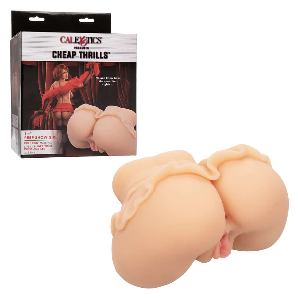 Cheap Thrills The Peep Show Girl stroker with packaging, featuring ultra life-like Pure Skin material for a satisfying intimate experience