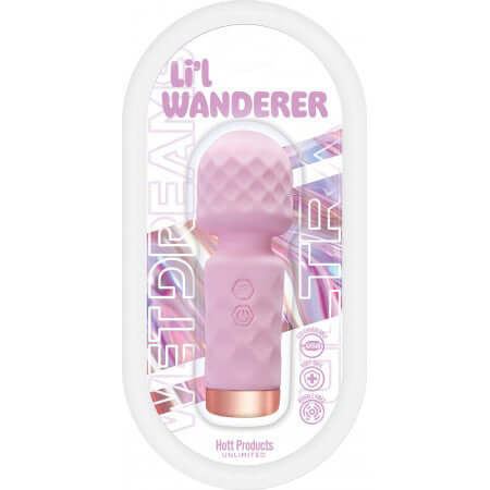 Wet Dreams Lil Wanderer Massager in pink packaging showcasing its compact and playful design.