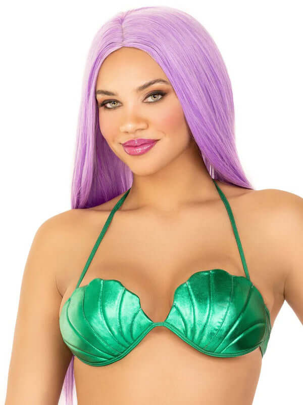 Mermaid Shell Bra Top - Small - Green-0