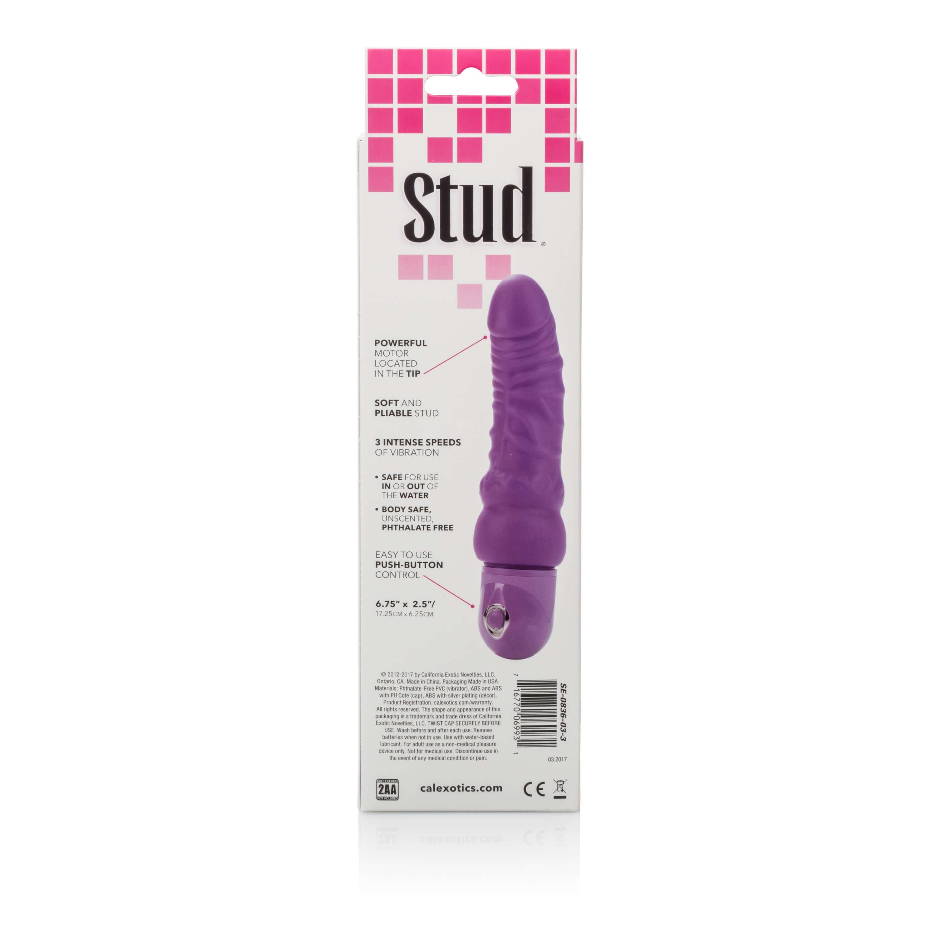 Waterproof Power Stud Curvy Dong - Purple-1