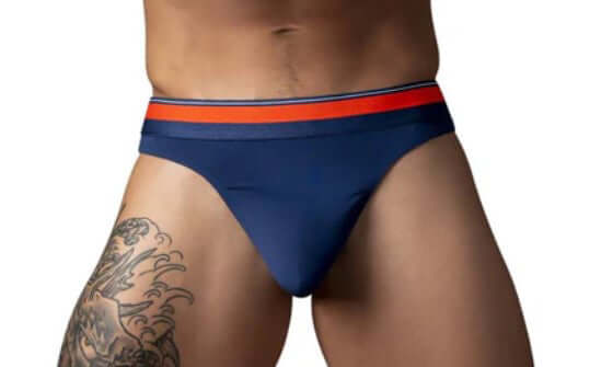 Male Power Soo Cumfy Thong Large XL Navy featuring modern style and lightweight comfort.