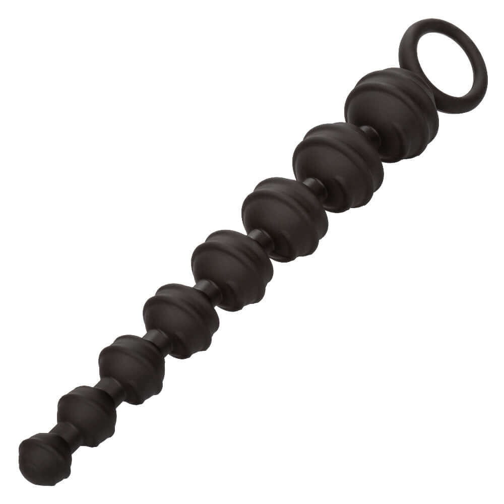 Black Colt Power Drill Balls with graduated ribbed silicone beads and easy grip pull ring for enhanced anal sensation and gratification.