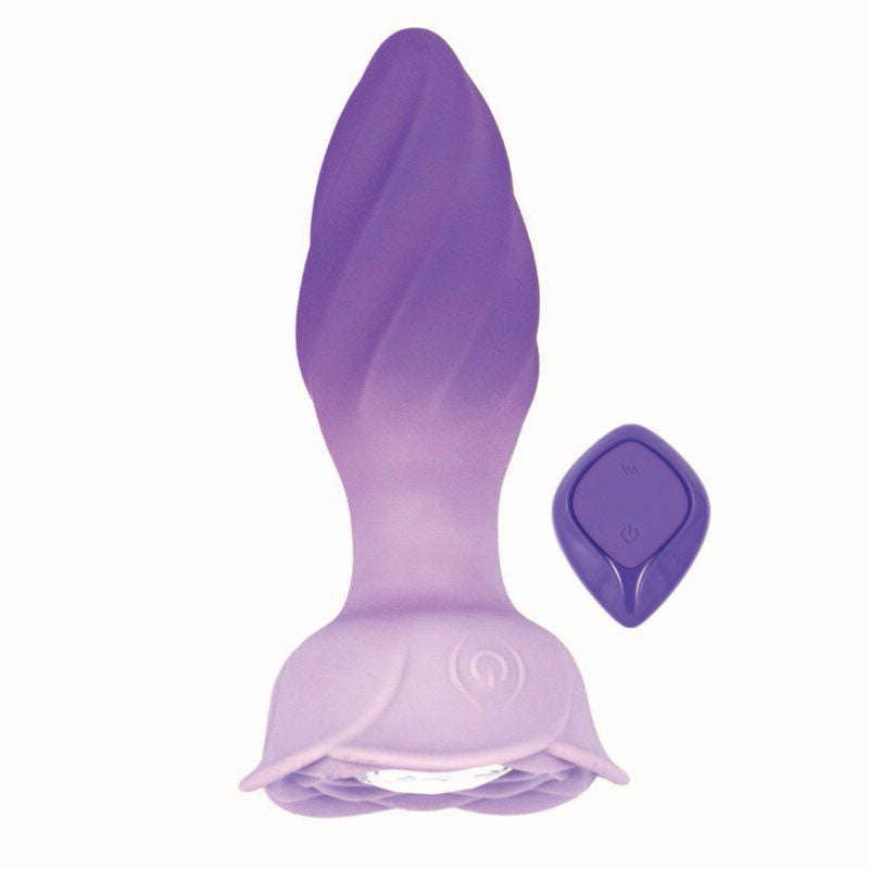 Goddess Remote Control Rotating Jewel Plug Purple with smooth texture and remote control for enhanced enjoyment.
