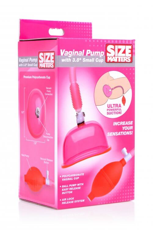Vaginal Pump With 3.8 Inch Small Cup packaging showcasing its features and design.