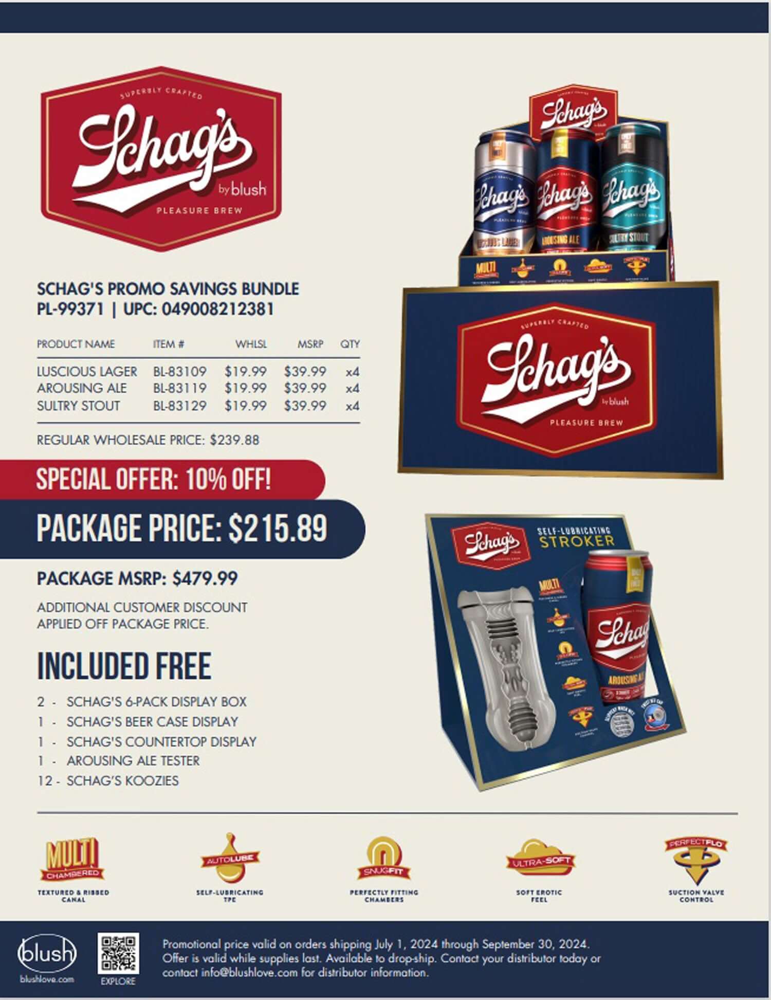 Schag's Promo Bundle Merchandise Kit with lager, ale, stout, display boxes, tester, and koozies