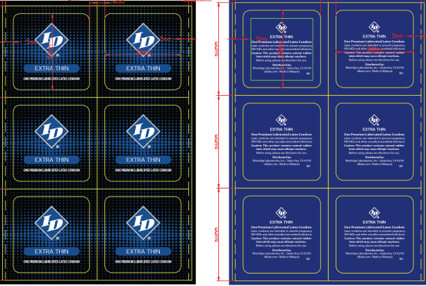 ID Extra Thin Condoms Bag 144 Pieces Bulk packaging design showcasing product details and branding.